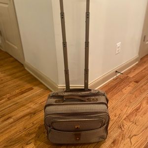 London Fog plaid Rolling computer/ overnight bag